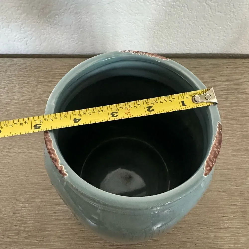 Turquoise Ceramic Mason Jar Planter Vase
